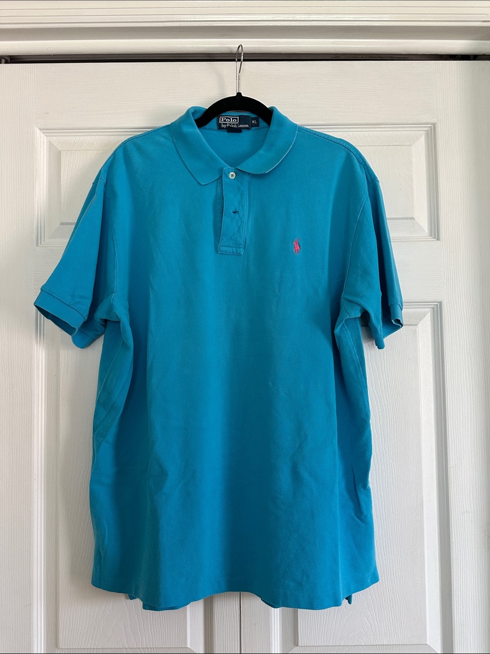 Vintage 2000s Polo Ralph Lauren Aqua Blue Mesh Polo Shirt Pink Pony